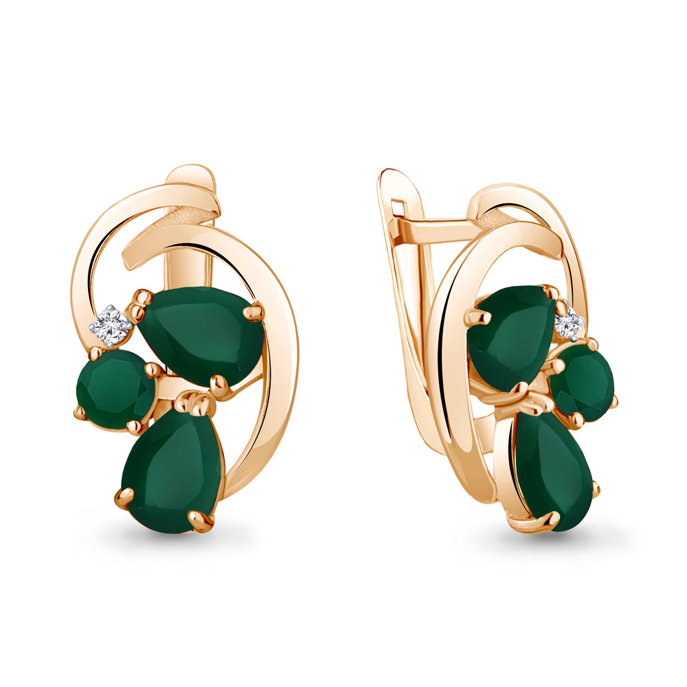 

Серьги из серебра с агатом\фианитом Aquamarine Aquamarine 4761709А_925_з, 4761709А_925_з