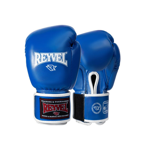 Перчатки боксерские, винил, широкий манжет, синие Reyvel, 14oz