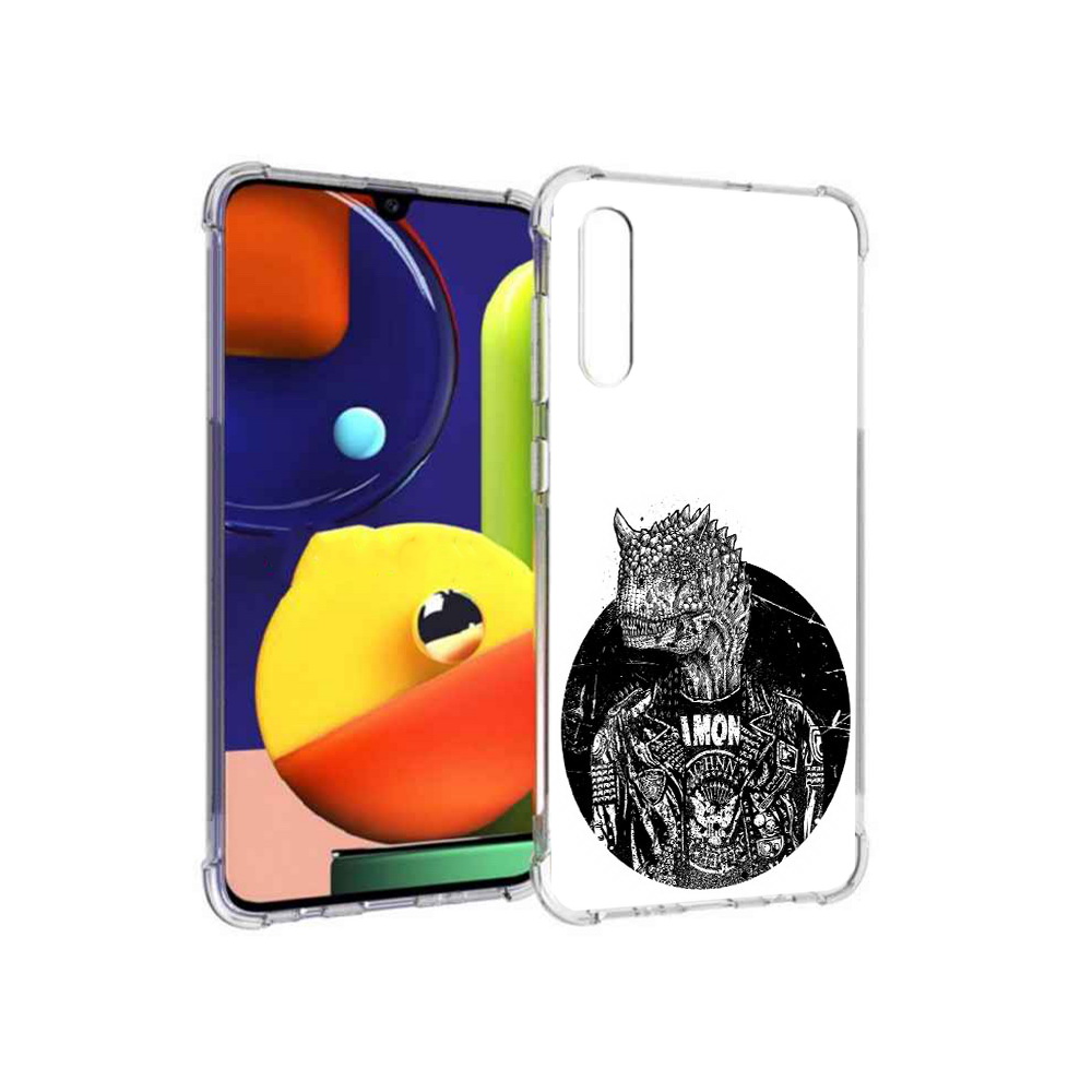 

Чехол MyPads Tocco для Samsung Galaxy A70 динозавр в куртке (PT128584.546.328), Прозрачный, Tocco