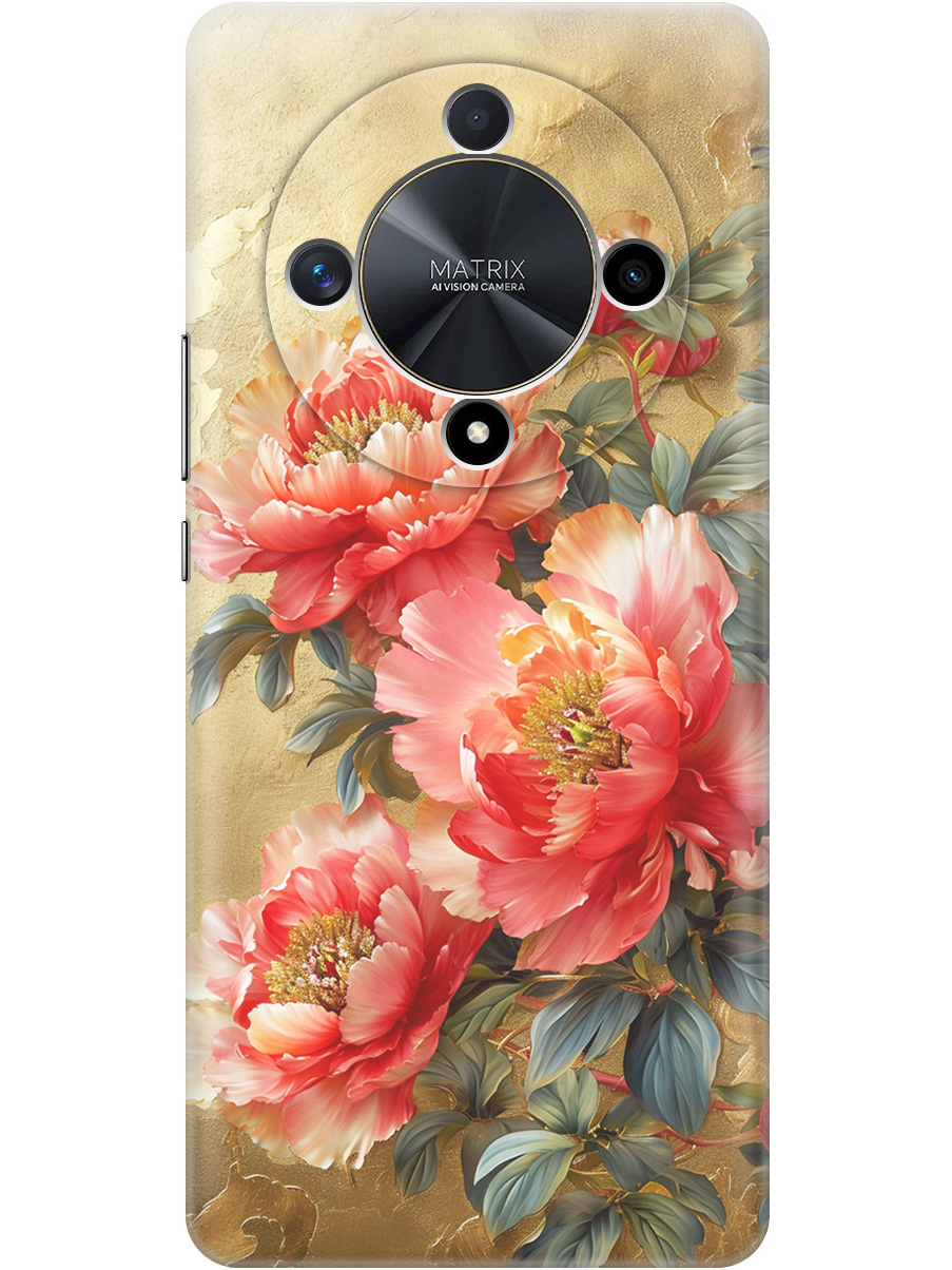 

Силиконовый чехол на Honor X9b / X50 с принтом "Винтажные пионы", Прозрачный;зеленый;золотистый;красный, 781974323