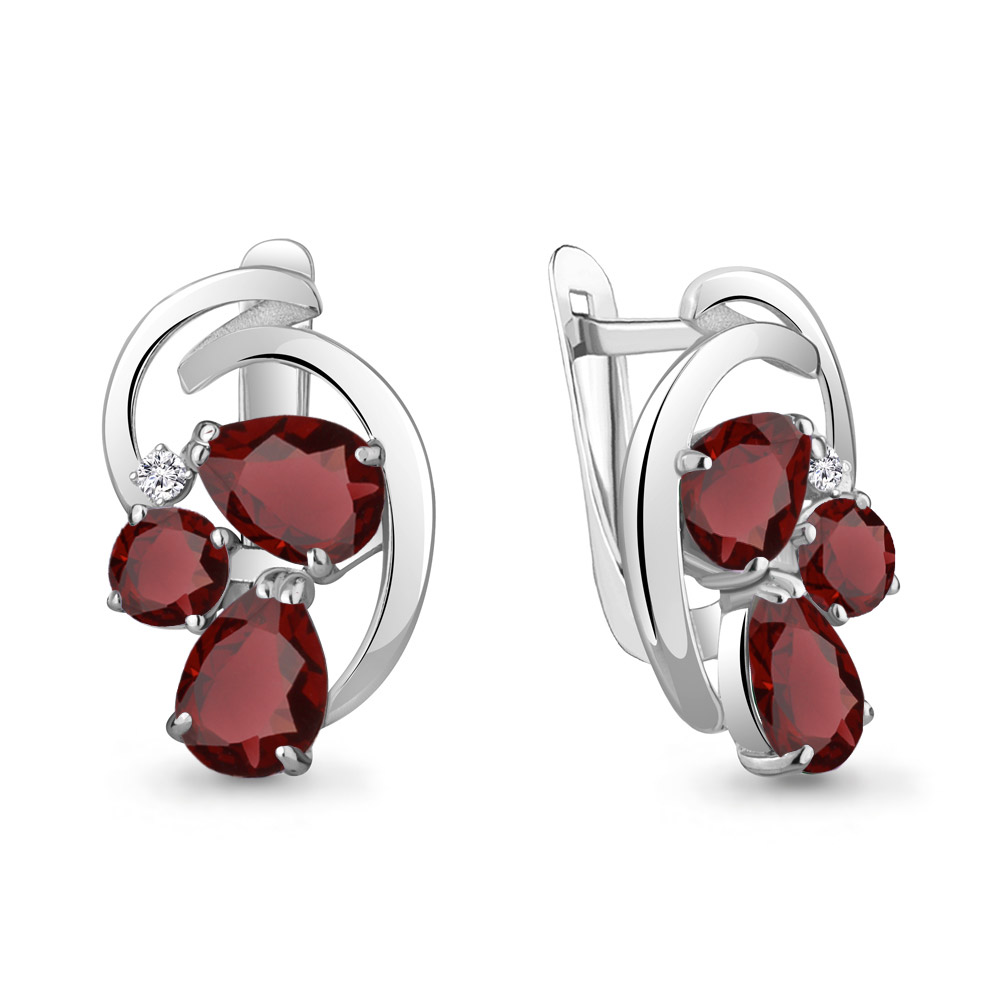 

Серьги из серебра с гранатом Aquamarine Aquamarine 4761703А_925_р, 4761703А_925_р