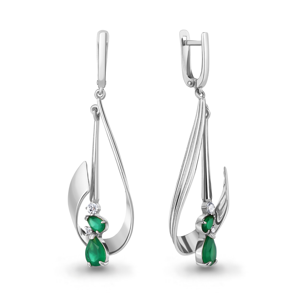 

Серьги из серебра с агатом\фианитом Aquamarine Aquamarine 4761509А_925_р, 4761509А_925_р