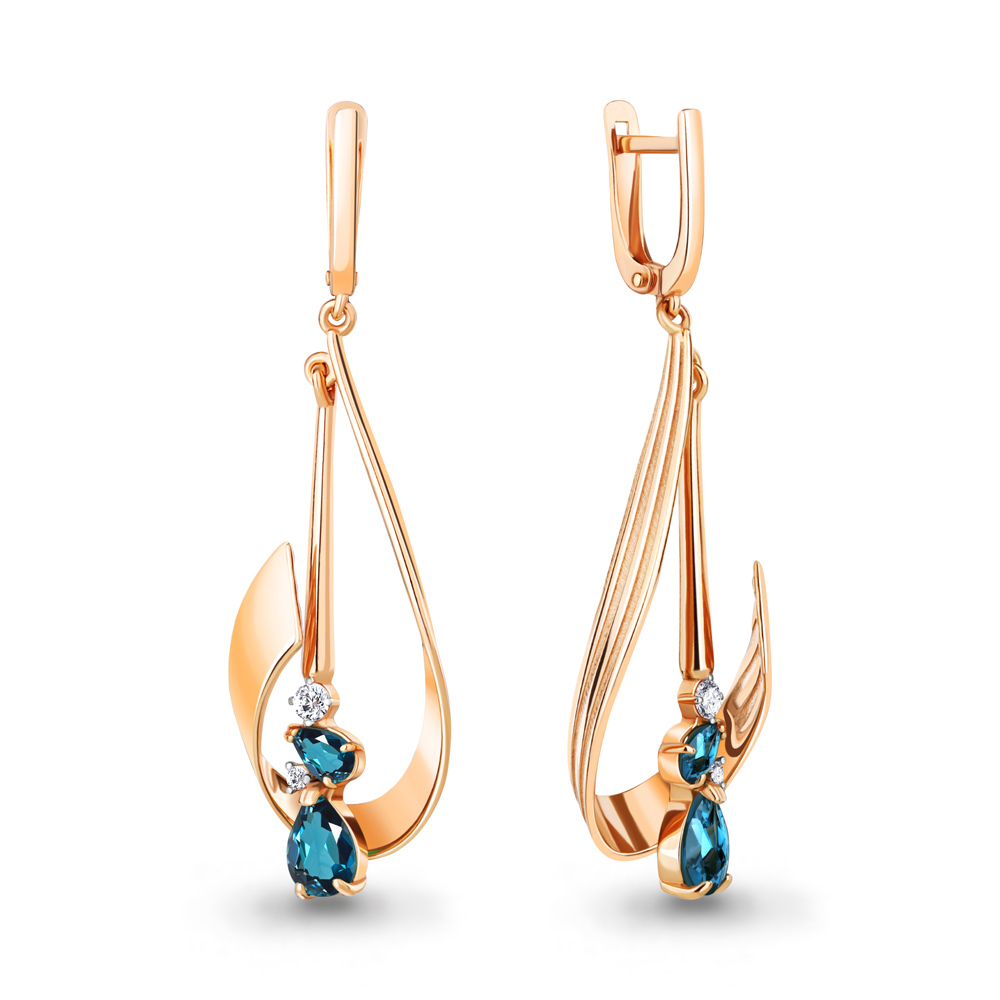 

Серьги из серебра с топазом\фианитом Aquamarine Aquamarine 4761508А_925_з, 4761508А_925_з