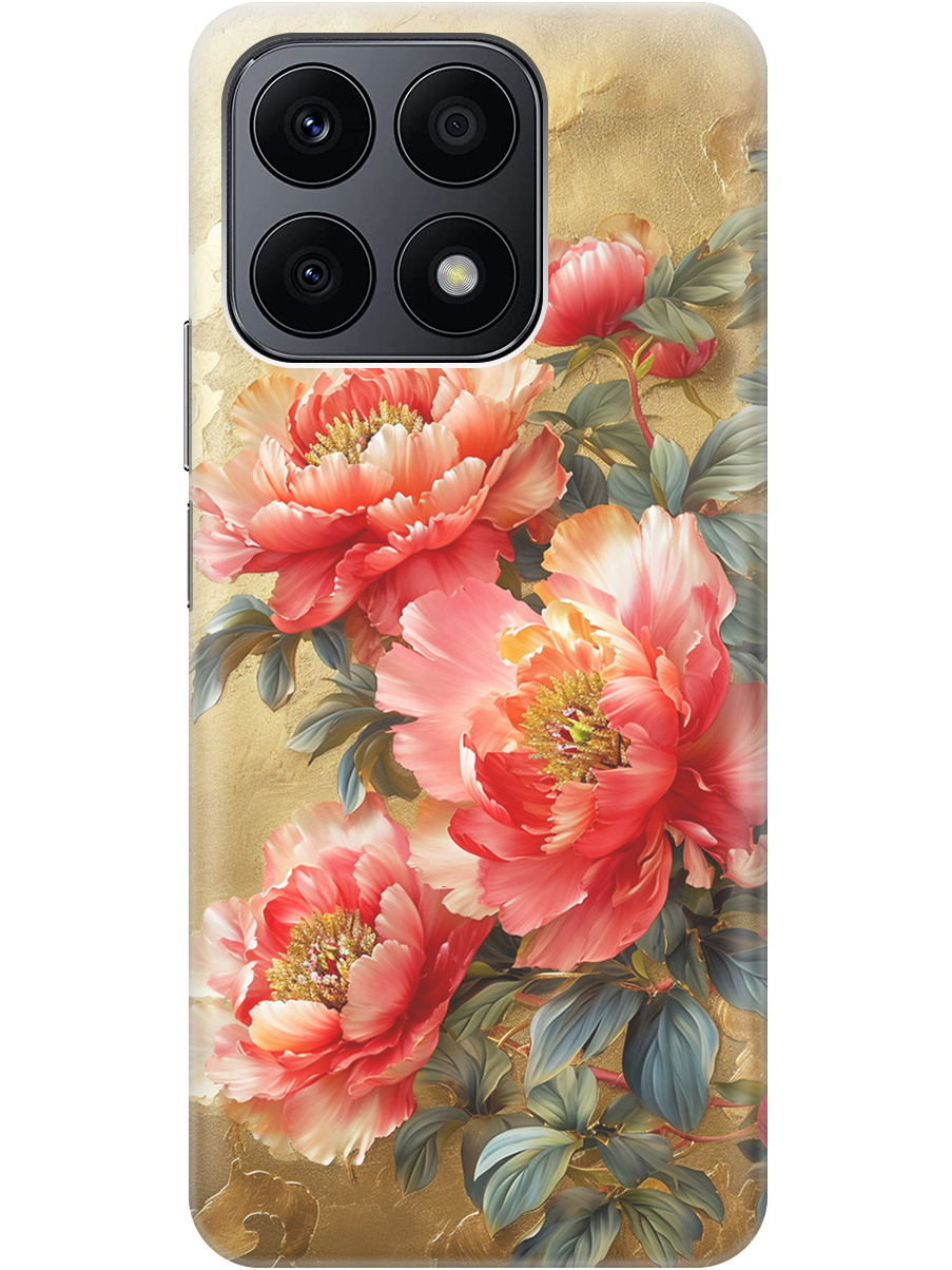 

Силиконовый чехол на Honor X8a с принтом "Винтажные пионы", Прозрачный;зеленый;золотистый;красный, 768741623