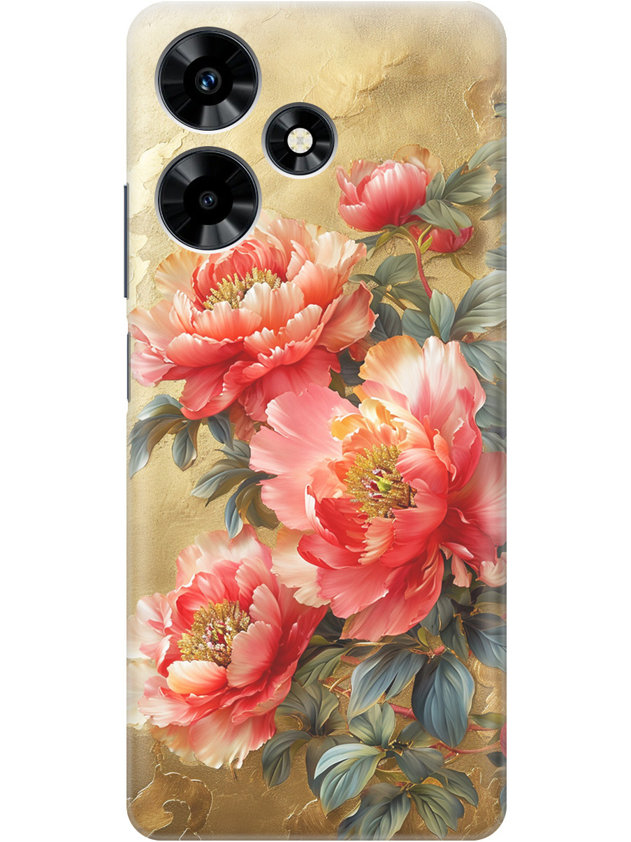 

Силиконовый чехол на Infinix Hot 30 с принтом "Винтажные пионы", Прозрачный;зеленый;золотистый;красный, 773940123