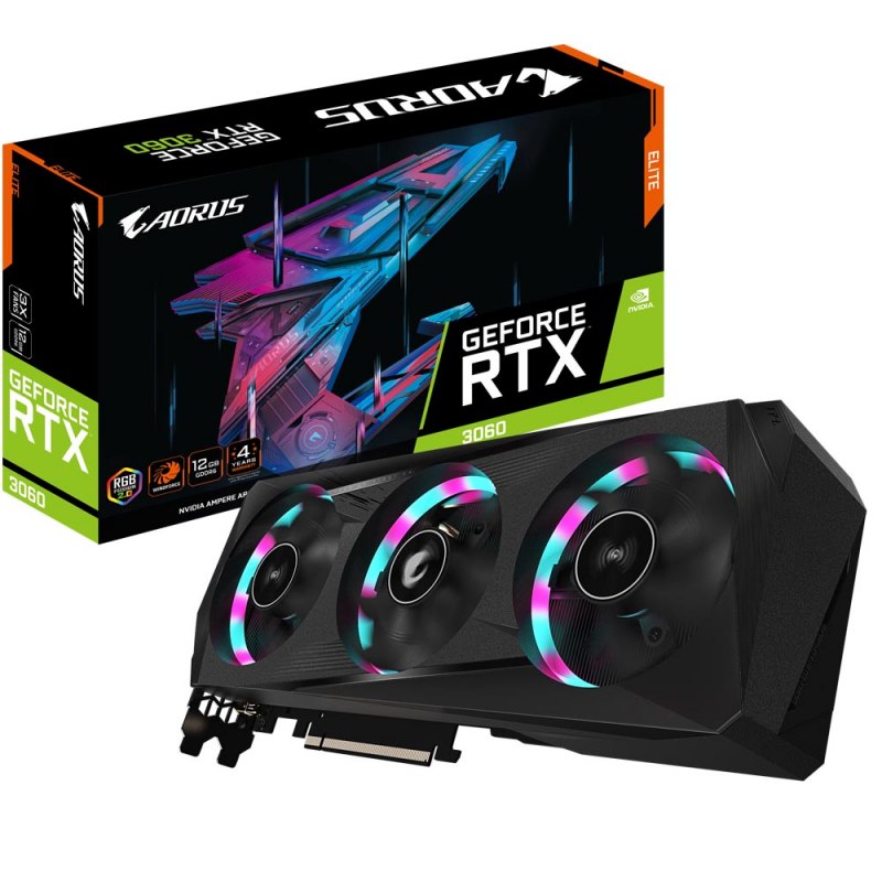 

Видеокарта GIGABYTE NVIDIA GeForce RTX 3060 AORUS ELITE (LHR) (GV-N3060AORUS E-12GD V2.0), GeForce RTX 3060 AORUS ELITE (LHR)