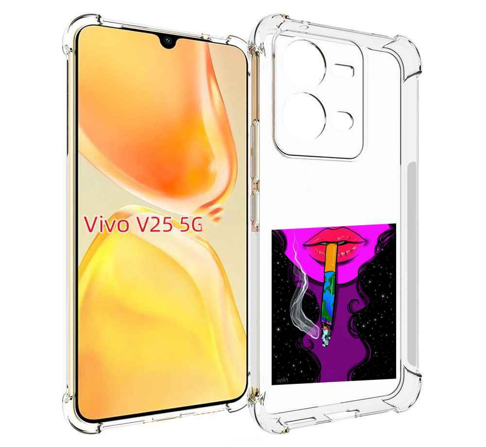 

Чехол MyPads девушка курит землю женский для Vivo V25 5G / V25e, Прозрачный, Tocco
