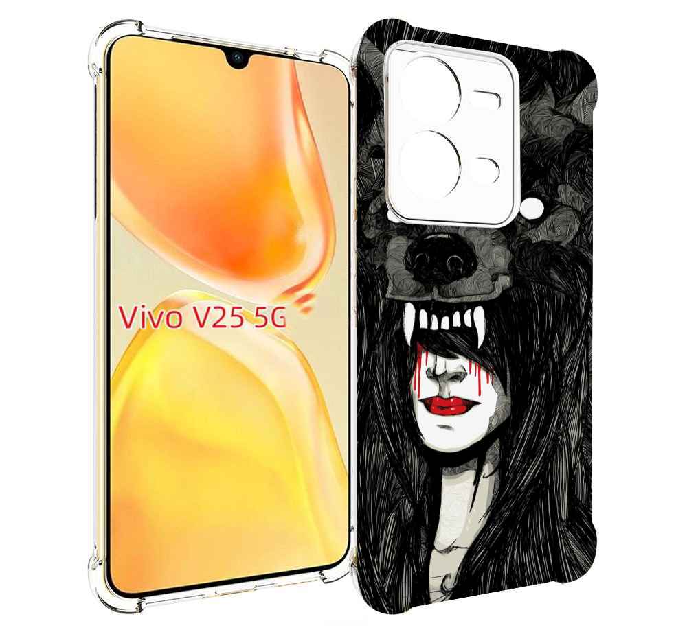

Чехол MyPads девушка в шкуре волка женский для Vivo V25 5G / V25e, Прозрачный, Tocco