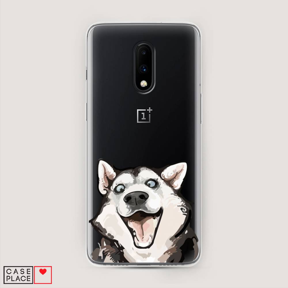 

Чехол Awog на OnePlus 7 / ВанПлас 7 "Радостный хаски", Белый;голубой;черный, 150750-1