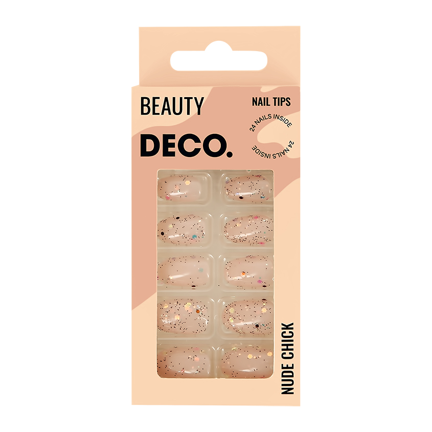 Набор накладных ногтей DECO. NUDE CHICK glitter (24 шт + клеевые стикеры 24 шт) карты таро набор карт для раскрашивания сине бежевый