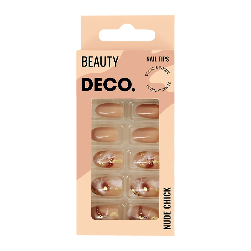 фото Набор накладных ногтей deco. nude chick coffee marble (24 шт + клеевые стикеры 24 шт)