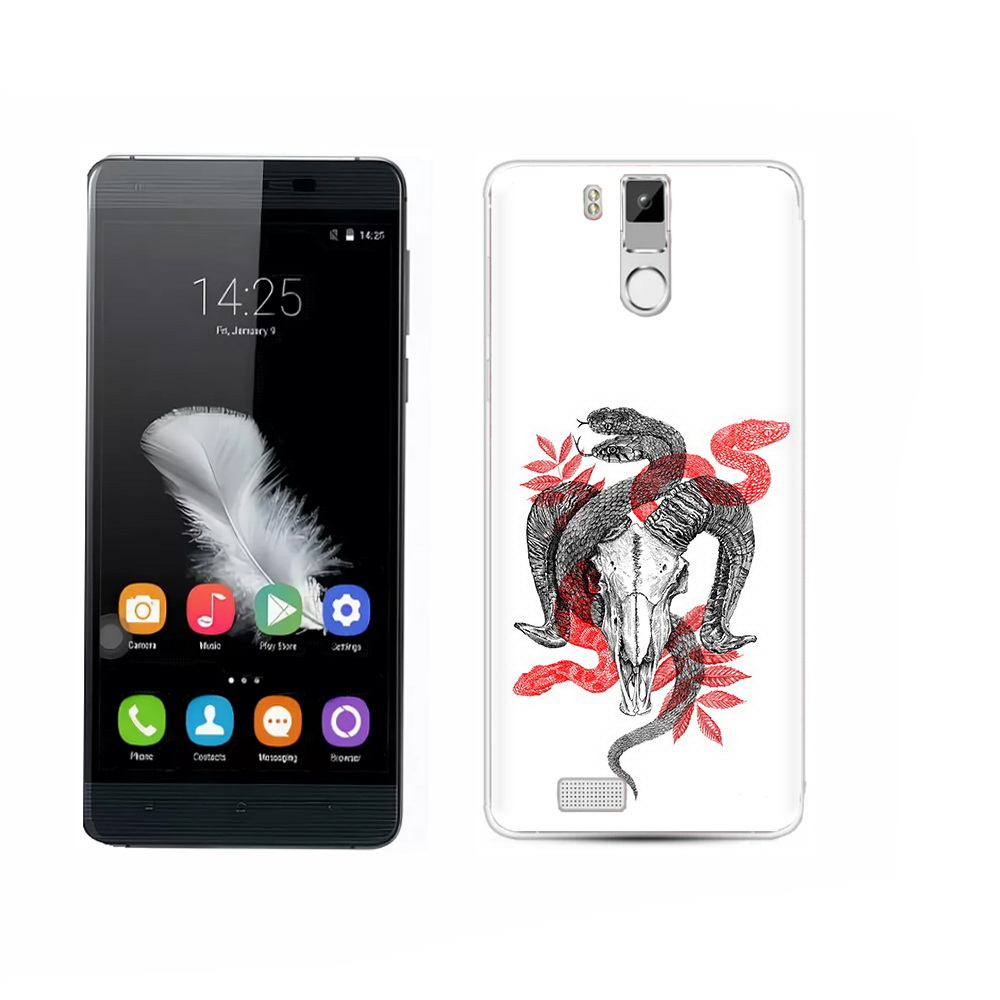 

Чехол MyPads Tocco для Oukitel K6000 Pro змея в черепе рисунок, Прозрачный, Tocco