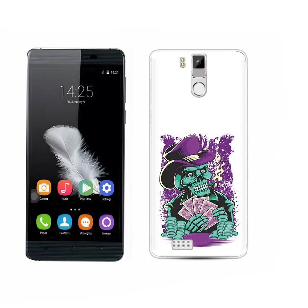 

Чехол MyPads Tocco для Oukitel K6000 Pro зеленый череп с картами, Прозрачный, Tocco
