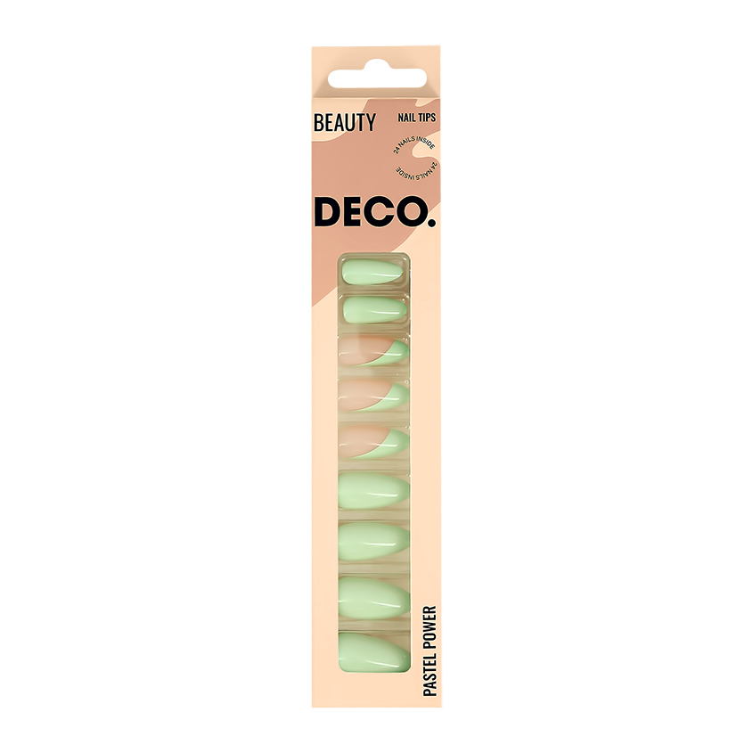 фото Набор накладных ногтей deco. pastel power green french (24 шт + клеевые стикеры 24 шт)