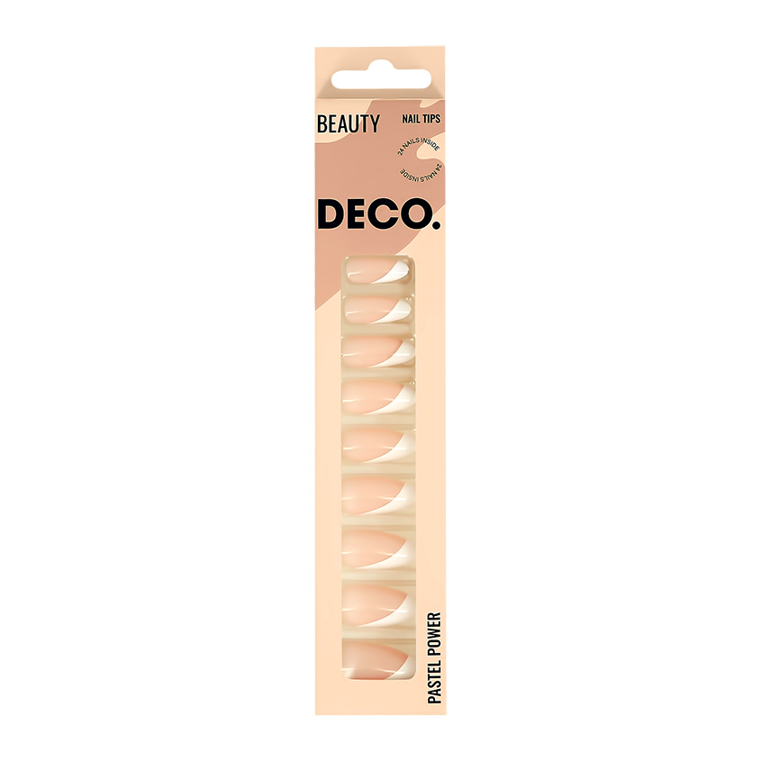 

Набор накладных ногтей DECO. PASTEL POWER white french (24 шт + клеевые стикеры 24 шт), Бежевый