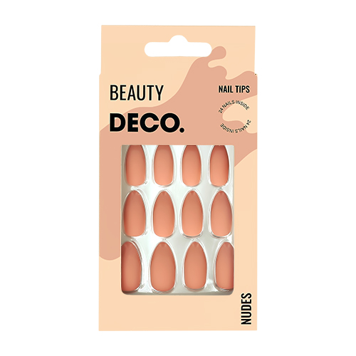 фото Набор накладных ногтей deco. nudes caramel almond (24 шт + клеевые стикеры 24 шт)