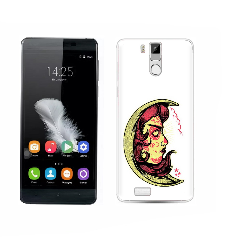

Чехол MyPads Tocco для Oukitel K6000 Pro желтый полумесяц с лицом девушки, Прозрачный, Tocco