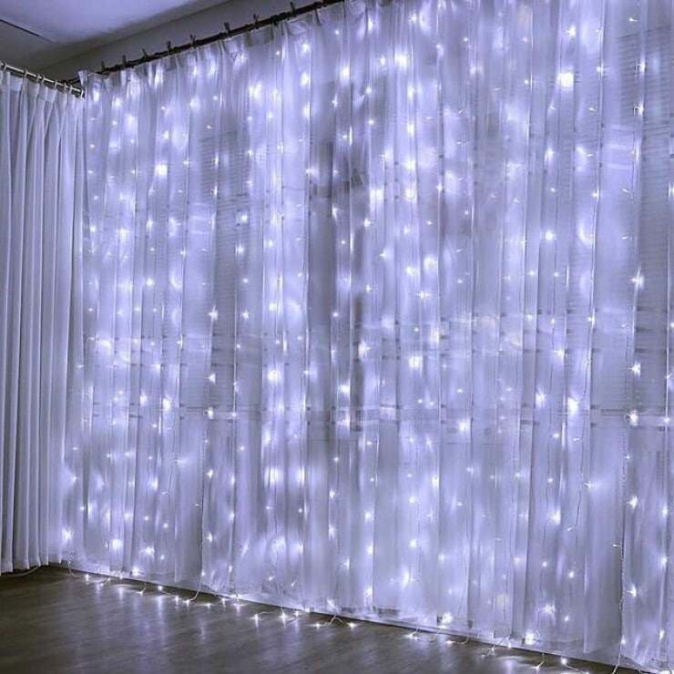 фото Световой занавес qvatra led curtain 18vs18 cold 44409х1,8 м белый холодный nobrand