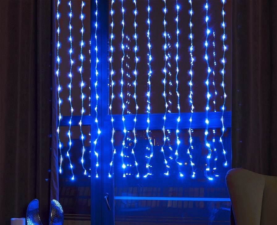 фото Световой занавес qvatra 1,5х1,5 м синий nobrand