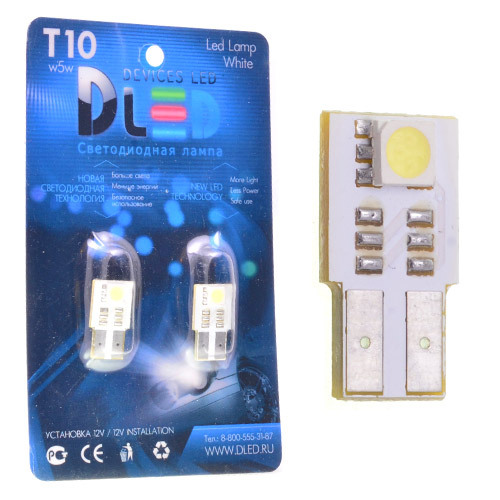 

Светодиодная автомобильная лампа T10 - W5W - 1 SMD 5050 односторонняя (1 шт-лампа.), T10 - W5W - 1 SMD 5050 односторонняя