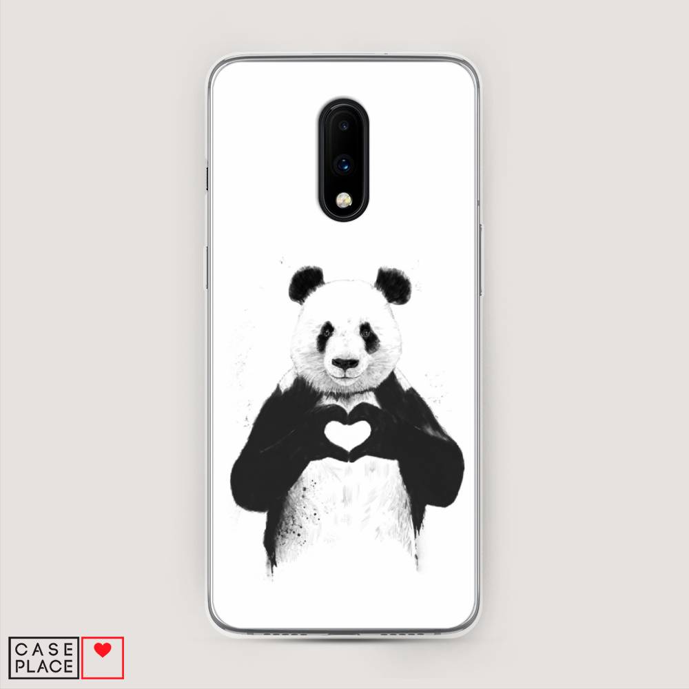 

Чехол Awog на OnePlus 7 / ВанПлас 7 "Панда love", Серебристый, 150750-10