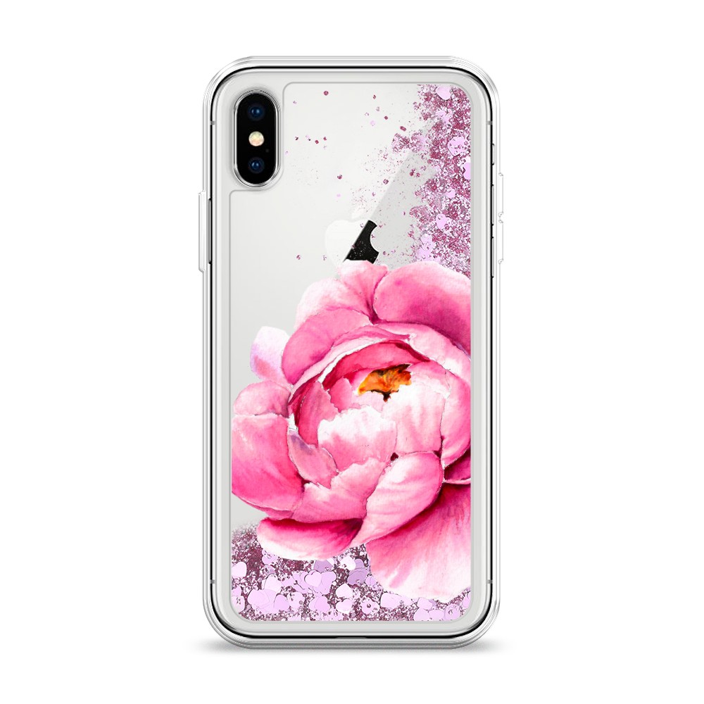 

Жидкий чехол с блестками "Прекрасный пион" на Apple iPhone XS (10S), 11894-1