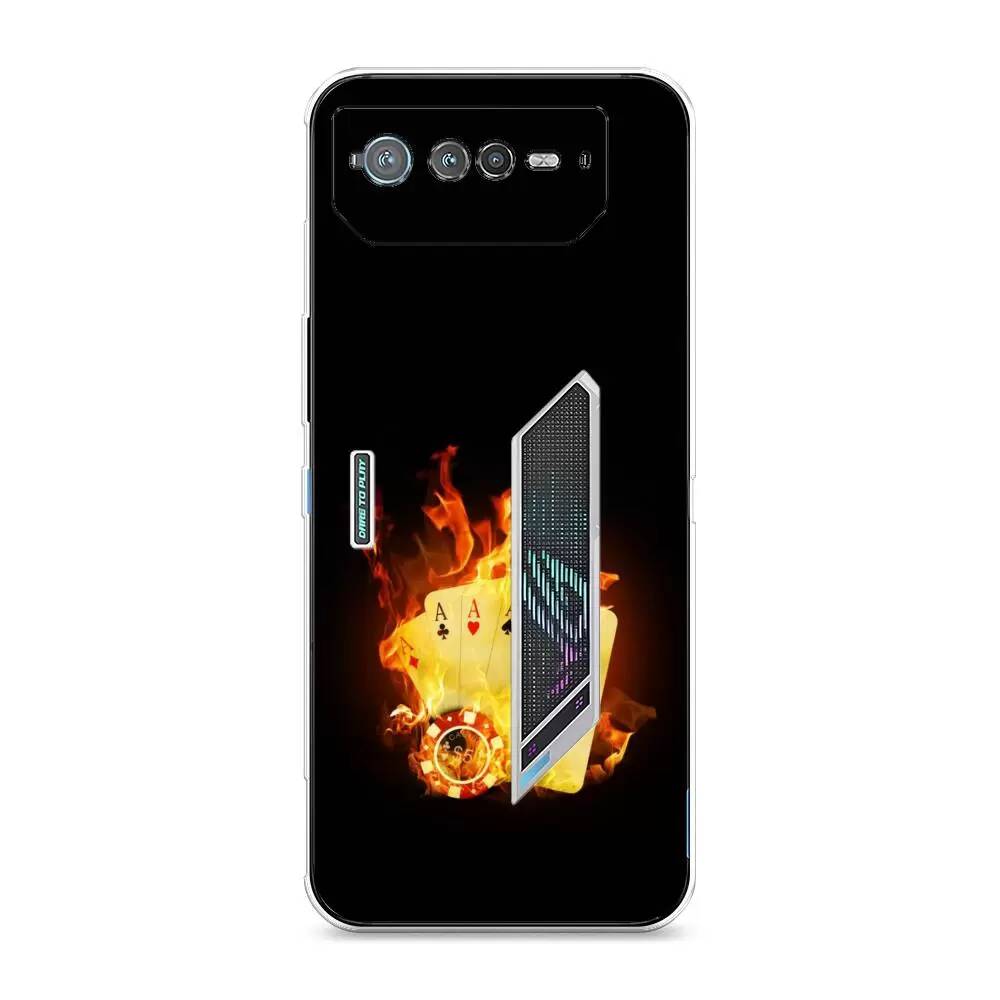 

Силиконовый чехол Awog "Горящие карты" для Asus ROG Phone 6, Разноцветный;прозрачный, 44650-9