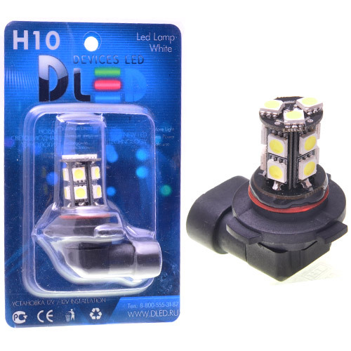 фото Светодиодная автомобильная лампа h10 - 13 smd 5050 black (1 лампа в упаковке) dled