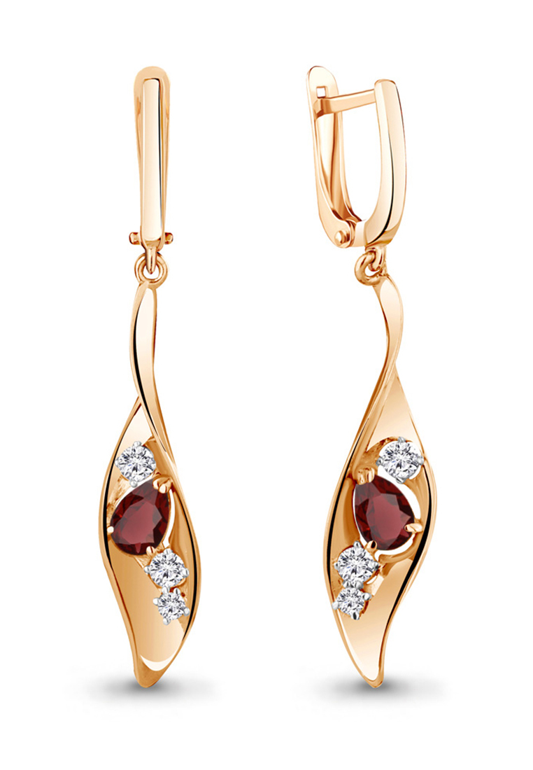 

Серьги подвески из серебра с гранатом/фианитом Kari Jewelry 4760703А.6, 4760703А.6