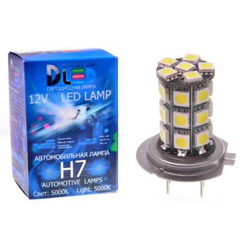 фото Светодиодная автомобильная лампа h7 - 27 smd 5050 black (1 лампа в упаковке) dled