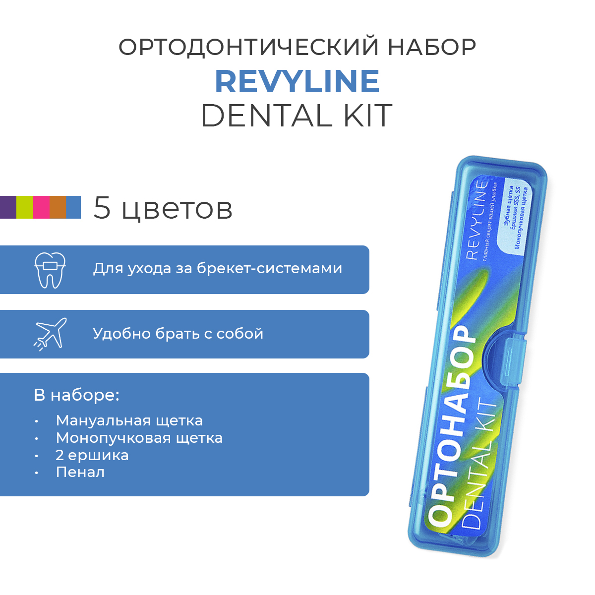 Ортонабор Revyline Dental Kit в пенале, размер S, голубой