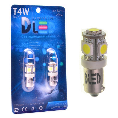 фото Светодиодная автомобильная лампа t4w - 5 smd 5050 12v (комплект 2 лампы.) dled