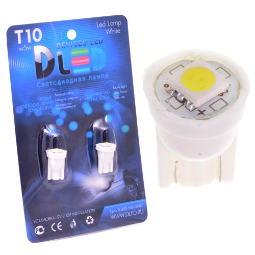 

Светодиодная автомобильная лампа T10 - W5W - 1 SMD 5050 (Комплект 2 лампы.), T10 - W5W - 1 SMD 5050