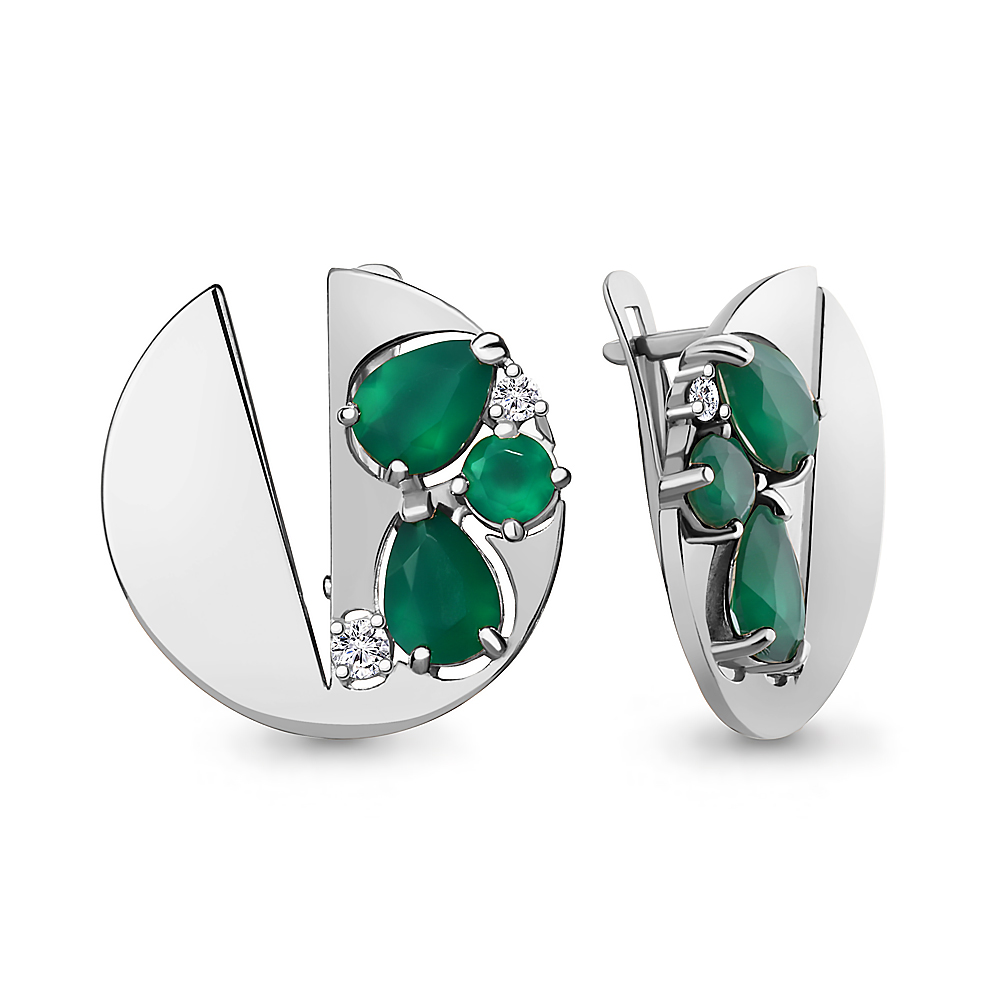 

Серьги из серебра с агатом\фианитом Aquamarine Aquamarine 4761009А_925_р, 4761009А_925_р