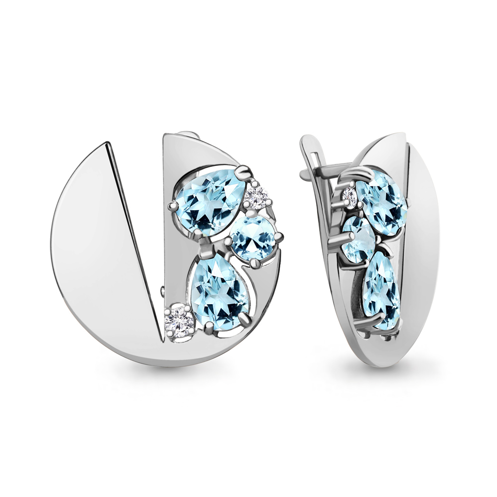 

Серьги из серебра с топазом Aquamarine Aquamarine 4761002А_925_р, 4761002А_925_р