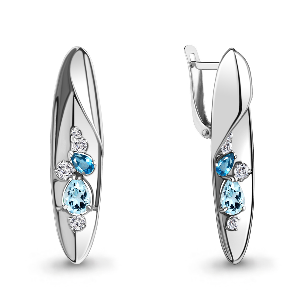 

Серьги из серебра с топазом Aquamarine Aquamarine 4760982А_925_р, 4760982А_925_р