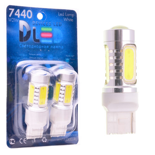 Светодиодная автомобильная лампа W21W - T20 - 7440  9,5W + Линза CREE (Комплект 2 лампы.)