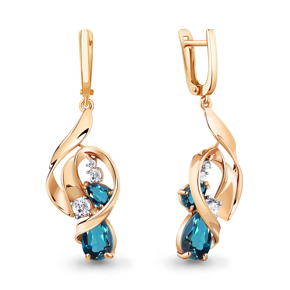 

Серьги из серебра с топазом\фианитом Aquamarine Aquamarine 4760508А_925_з, 4760508А_925_з