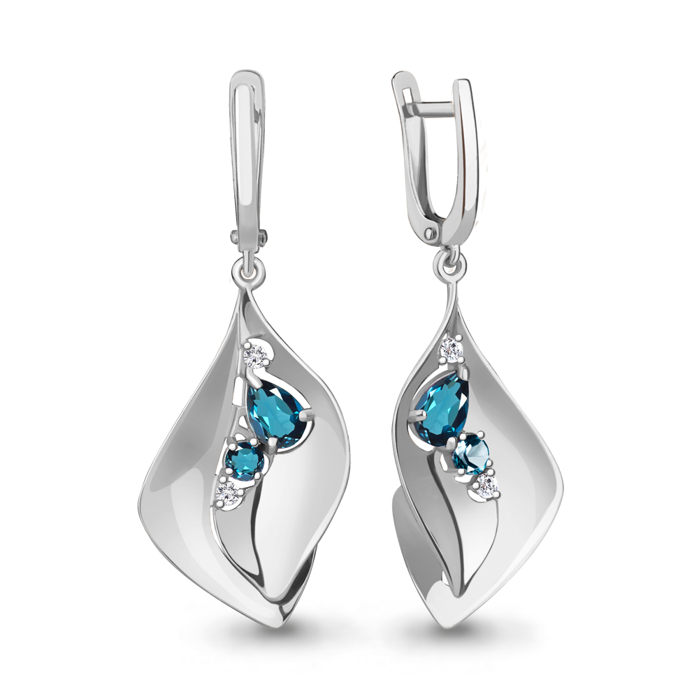 

Серьги из серебра с топазом\фианитом Aquamarine Aquamarine 4760408А_925_р, 4760408А_925_р