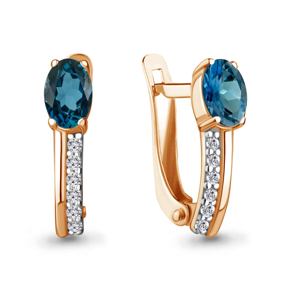 

Серьги из серебра с топазом\фианитом Aquamarine Aquamarine 4760308А_925_з, 4760308А_925_з