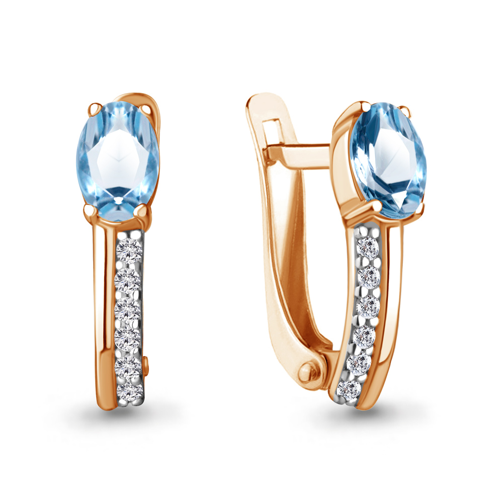 

Серьги из серебра с топазом\фианитом Aquamarine Aquamarine 4760305А_925_з, 4760305А_925_з