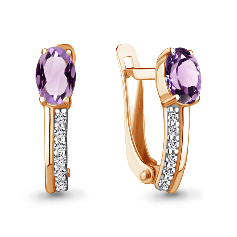 

Серьги из серебра с аметистом\фианитом Aquamarine Aquamarine 4760304А_925_з, 4760304А_925_з