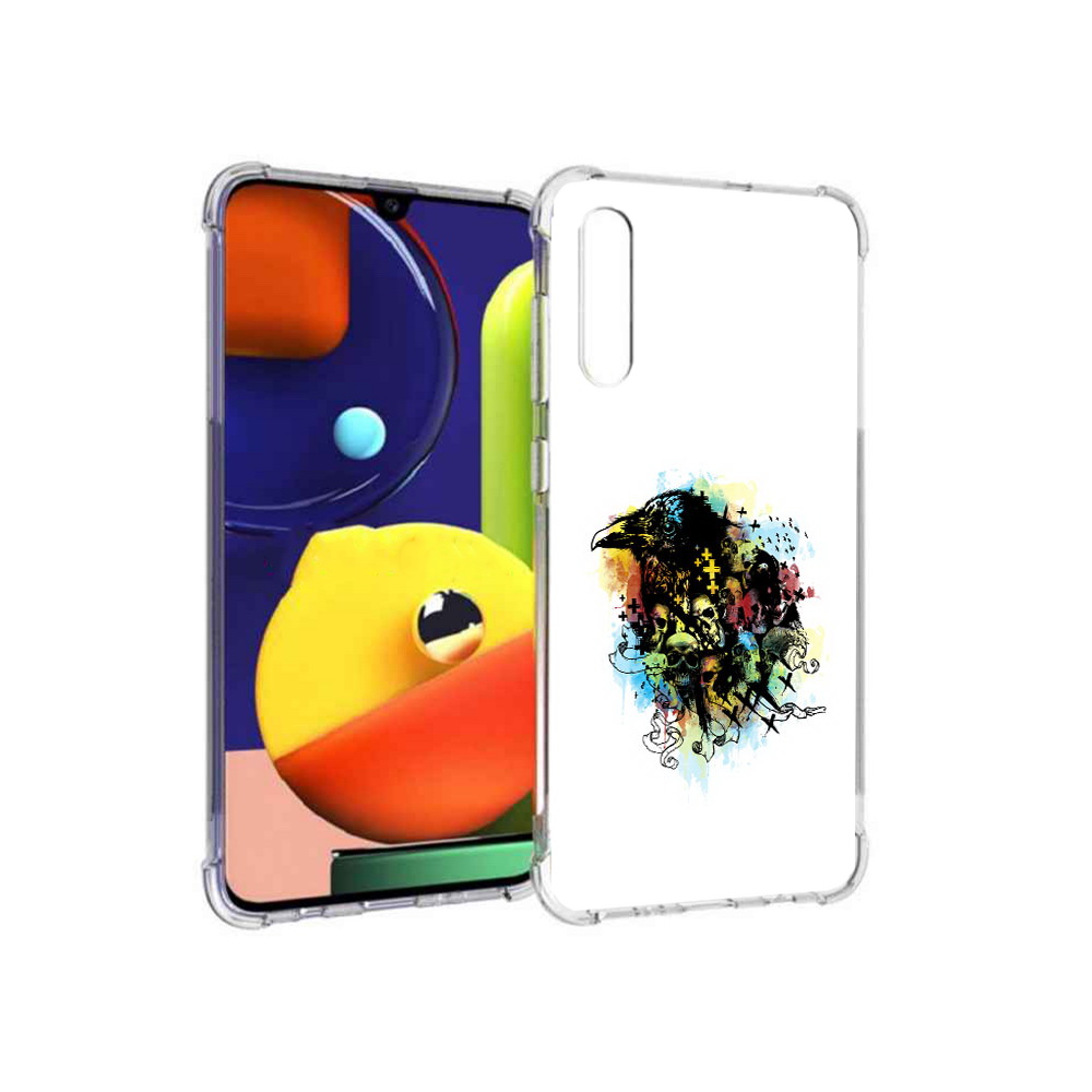 

Чехол MyPads Tocco для Samsung Galaxy A70 ворон и черепа (PT128584.546.273), Прозрачный, Tocco