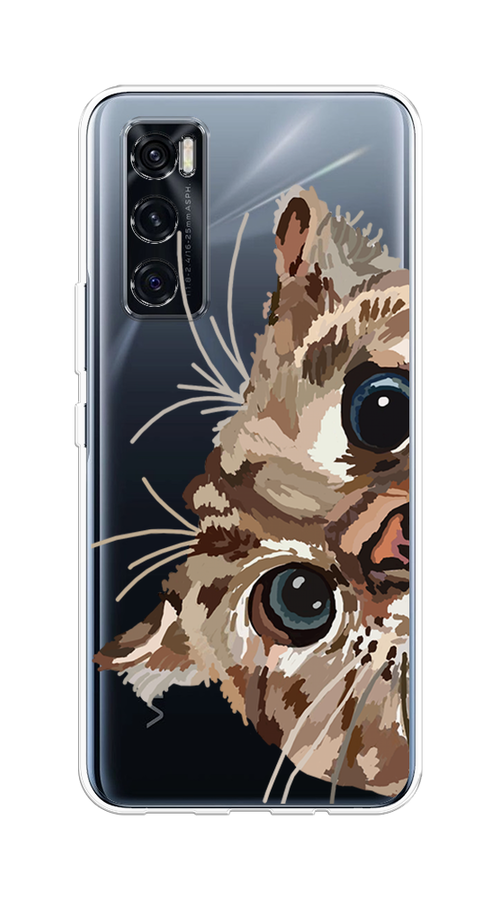 

Чехол на Vivo V20 SE "Любопытный кот", Коричневый;синий;черный, 263550-1