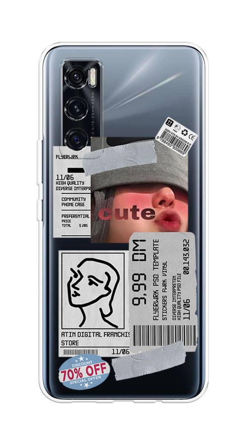 

Чехол на Vivo V20 SE "Cute girl collage", Розовый;серый;голубой, 263550-6