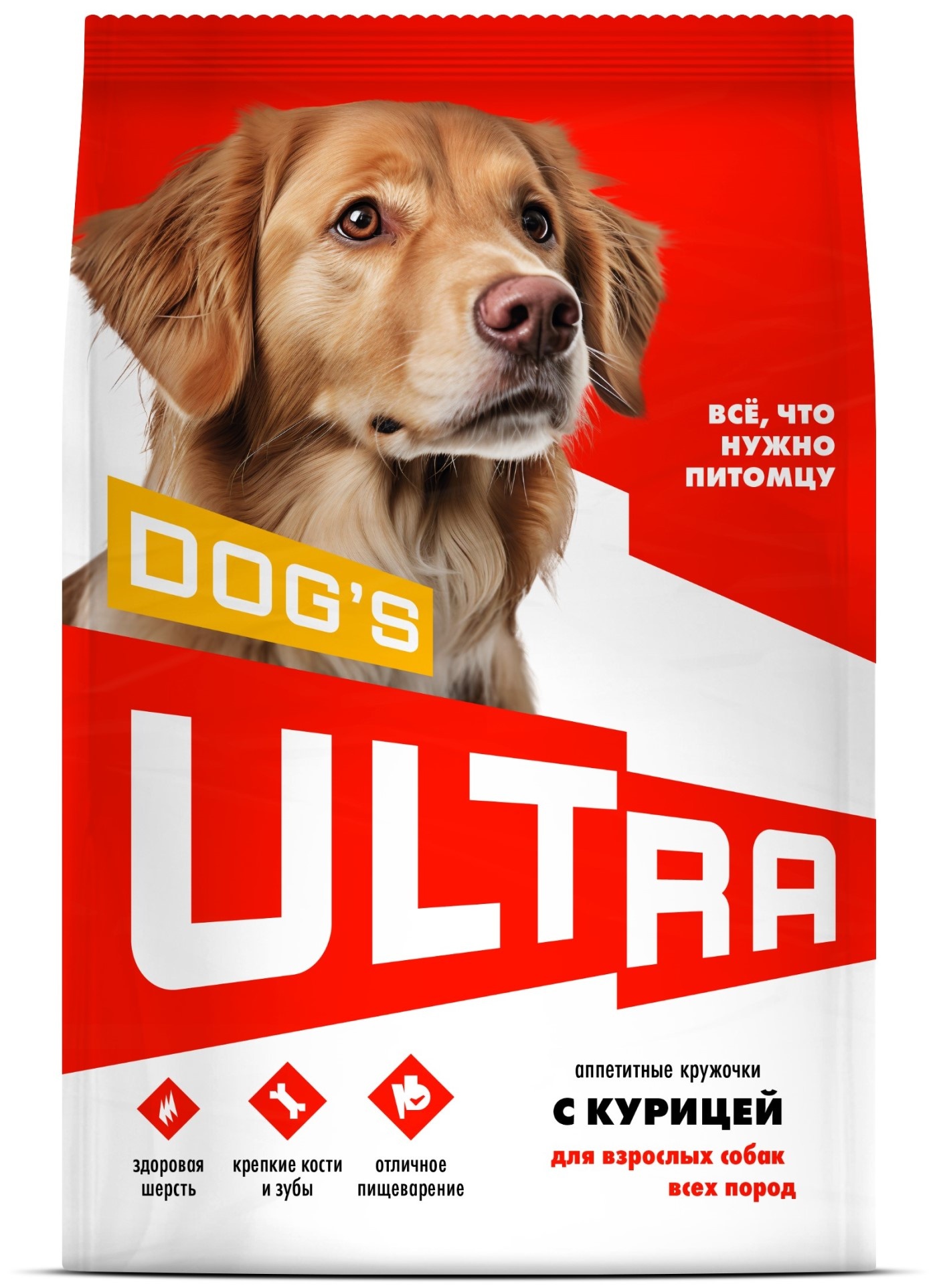 Сухой корм для собак ULTRA полнорационный, для взроcлых всех пород, с курицей, 3 кг