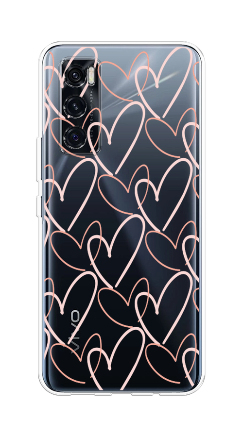 

Чехол на Vivo V20 SE "Узор из сердечек", Розовый;бежевый, 263550-6