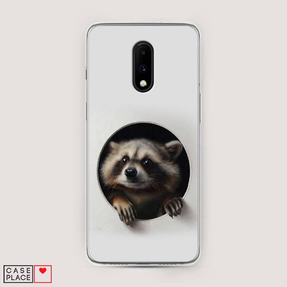 

Чехол Awog на OnePlus 7 / ВанПлас 7 "Любопытный енот", Коричневый;черный;белый, 150750-1