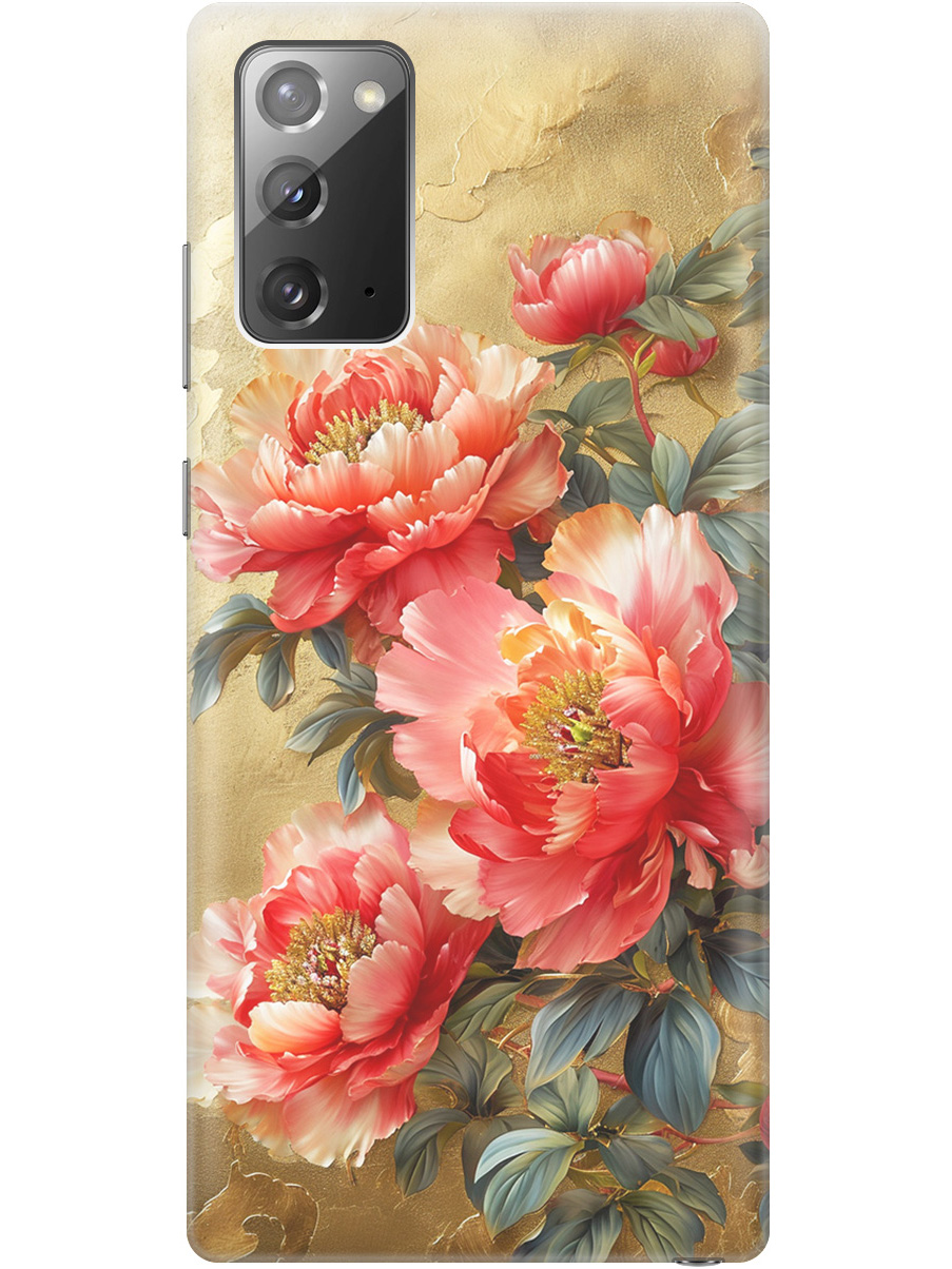 

Силиконовый чехол на Samsung Galaxy Note 20 с принтом "Винтажные пионы", Прозрачный;зеленый;золотистый;красный, 723276323