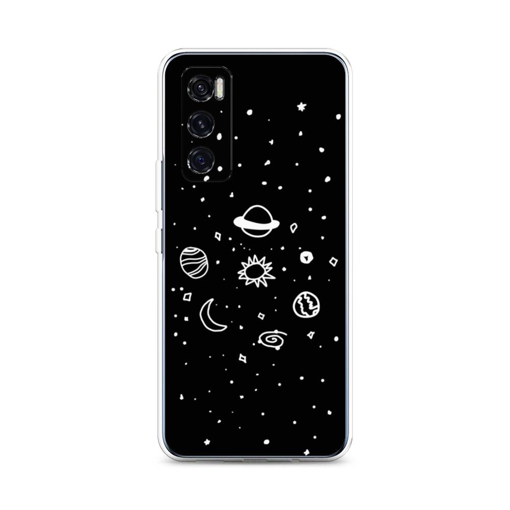 

Чехол на Vivo V20 SE "Дудл солнечной системы", Бежевый;серый, 263550-2